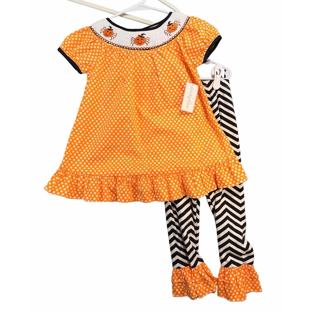 NWT Emily Rose Girls Size 5 Halloween Smocked Tunic & Leggings 2-Piece Set